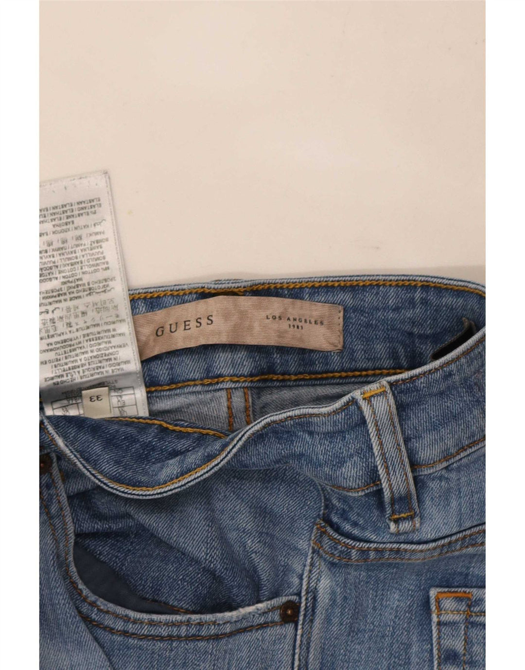 Guess Mænd Distressed Skinny Jeans W33 L33 Blå Bomuld