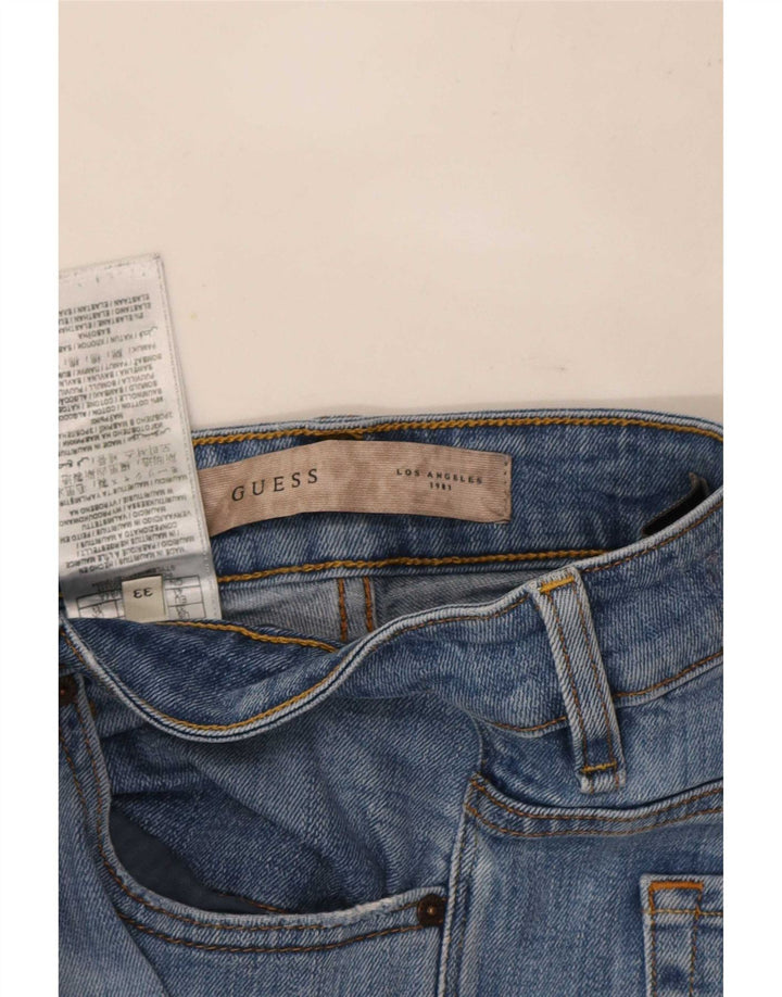 Guess Mænd Distressed Skinny Jeans W33 L33 Blå Bomuld