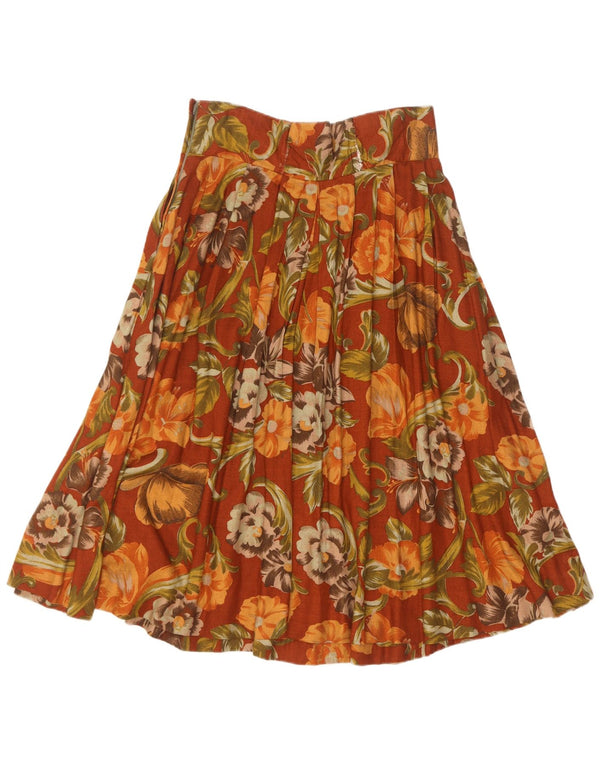 Vintage plisseret nederdel til kvinder IT 44 Medium W28 Brun blomster