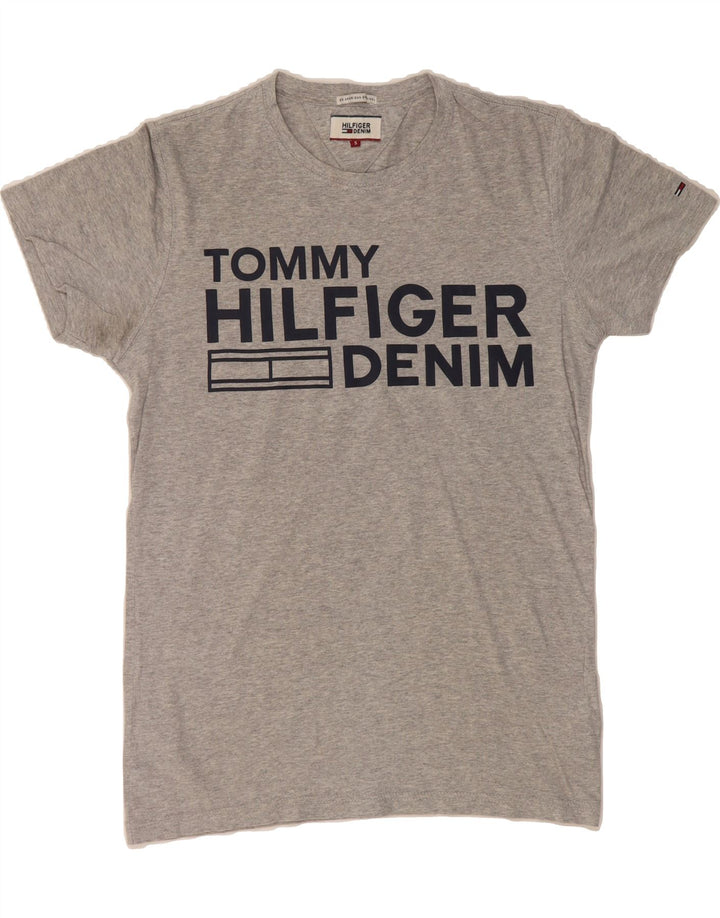 TOMMY HILFIGER Mens Graphic T-Shirt Top Small Grey Cotton Vintage Tommy Hilfiger and Second-Hand Tommy Hilfiger from Messina Hembry 