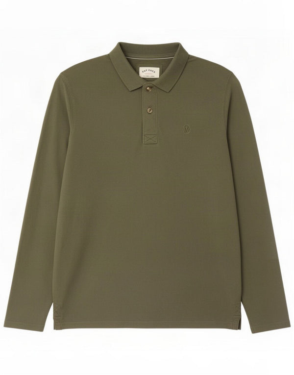 Fat Face Langærmet Polo Shirt til mænd XL Grøn Bomuld