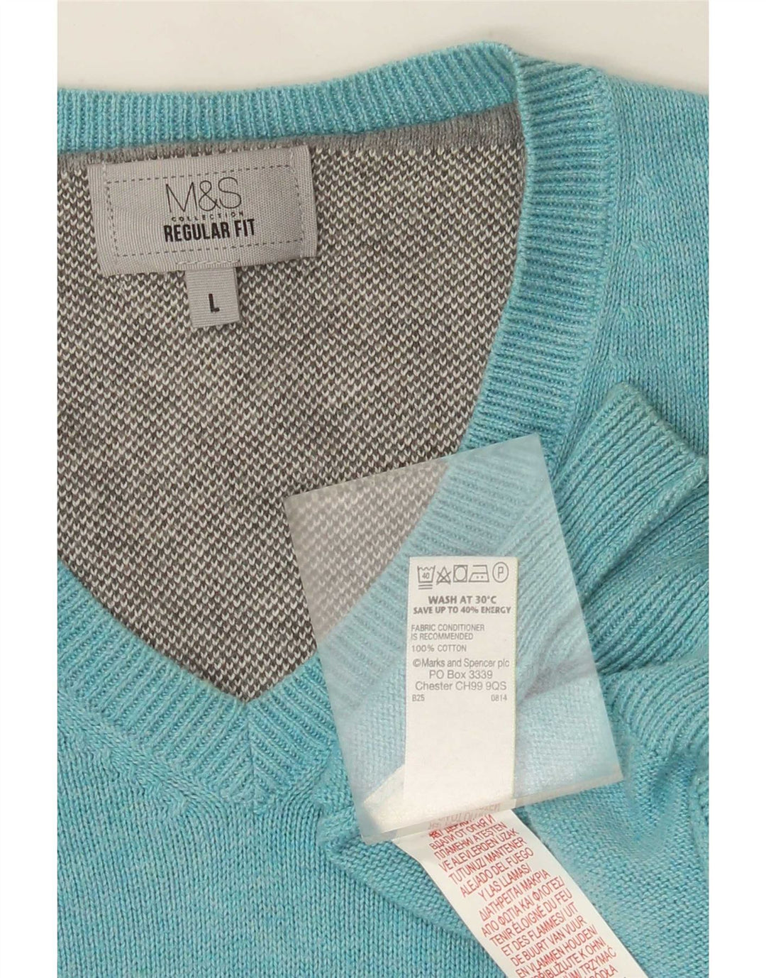 Marks & Spencer Herre Regular Fit V-hals sweater Stor turkis