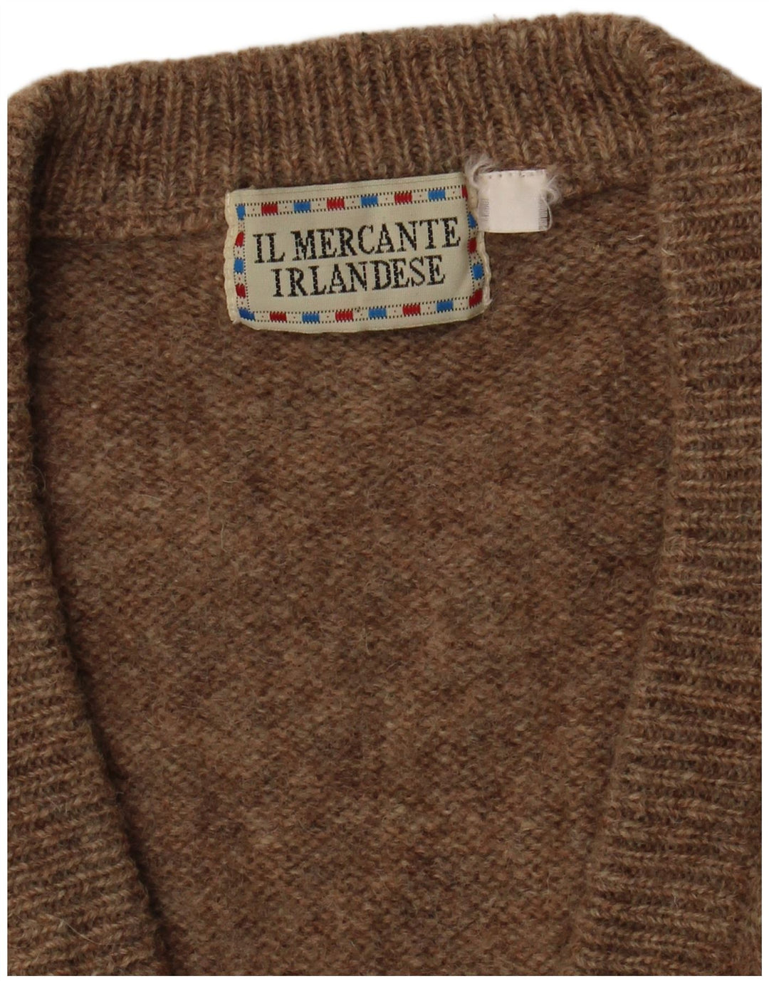 Vintage herre V-hals sweater medium brun