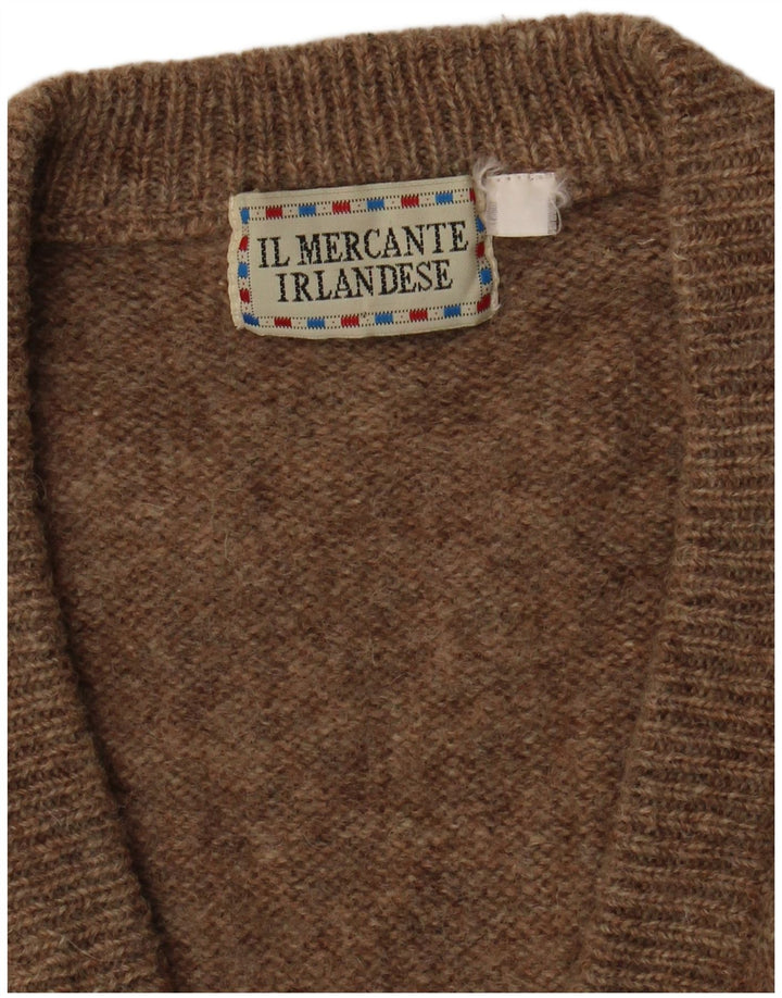 Vintage herre V-hals sweater medium brun