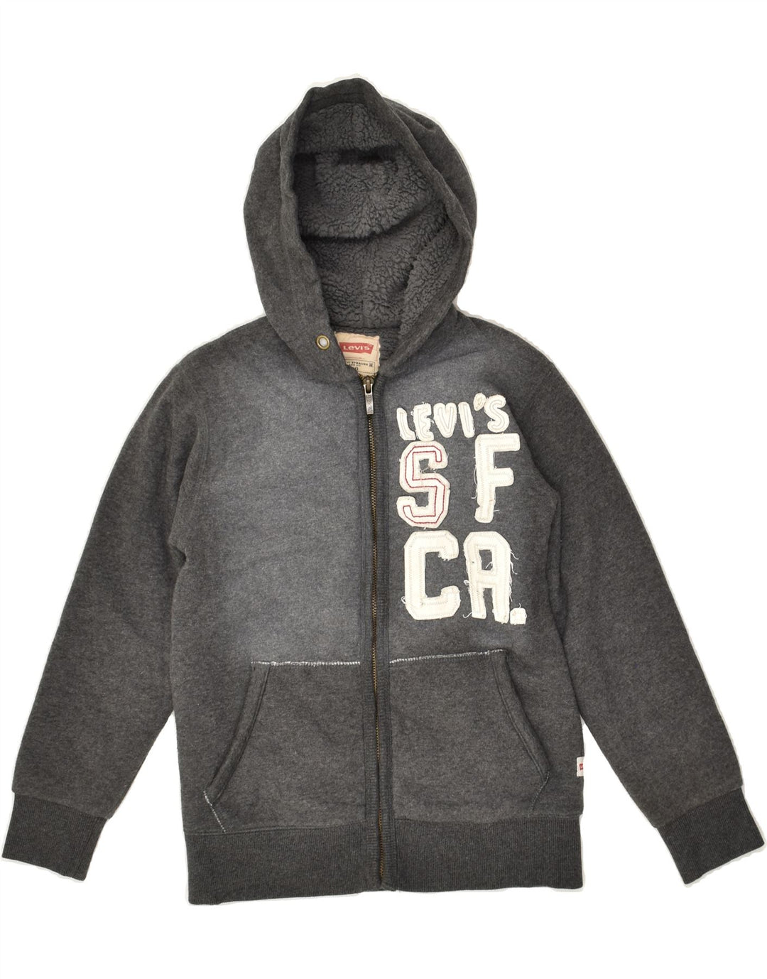 LEVI'S Boys Graphic Zip Hoodie Sweater 9-10 Years Grey Cotton | Vintage Levi's | Thrift | Second-Hand Levi's | Used Clothing | Messina Hembry 