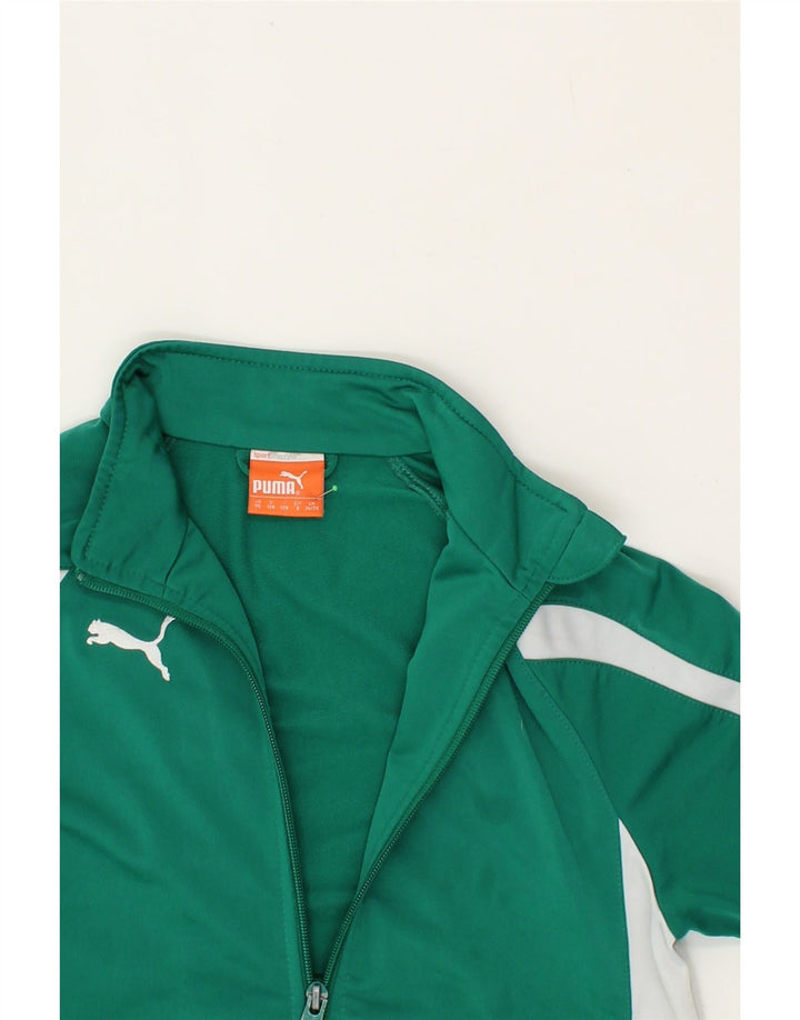 PUMA Boys Tracksuit Top Jacket 7-8 Years Small Green Colourblock Vintage Puma and Second-Hand Puma from Messina Hembry 