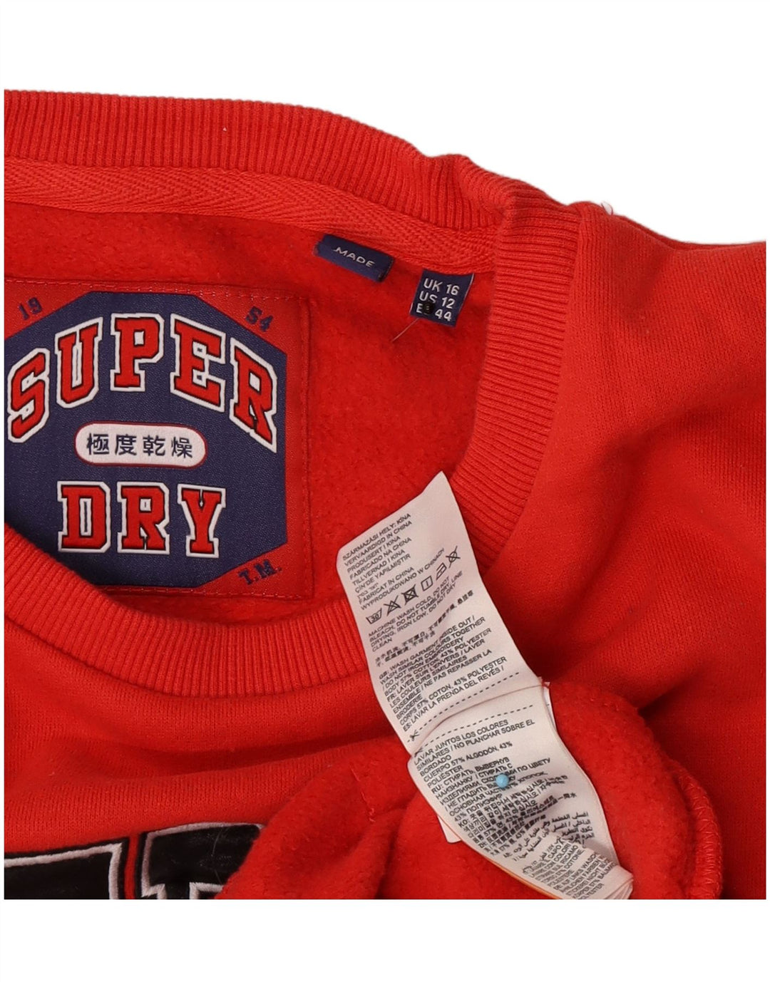 Superdry Womens Grafisk Oversized Sweatshirt Jumper UK 16 Stor rød bomuld