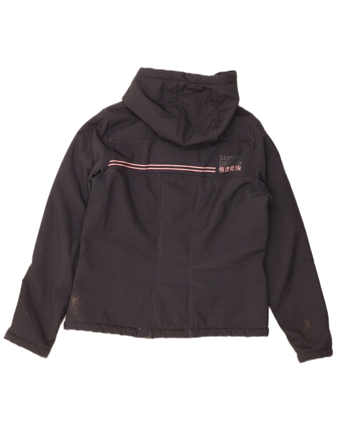 SUPERDRY Dame Windtrekker Hætte vindjakke UK 14 Large Grå