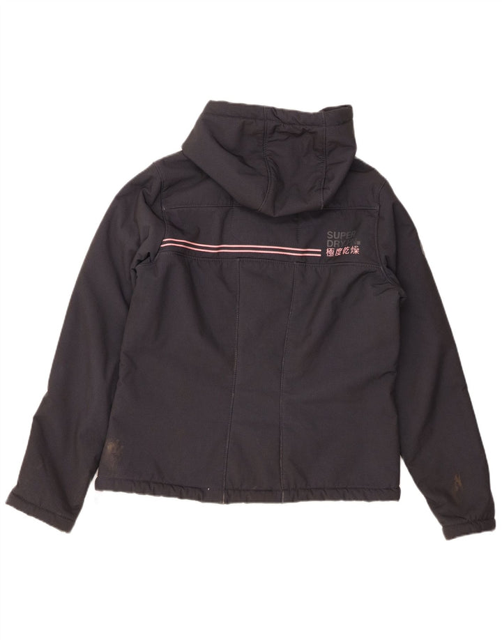 SUPERDRY Dame Windtrekker Hætte vindjakke UK 14 Large Grå