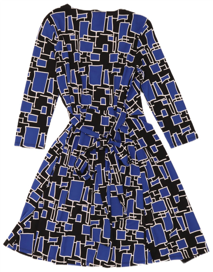 Dkny Womens 3/4-ærmet slå-om-kjole One Size Blå Geometrisk Polyester
