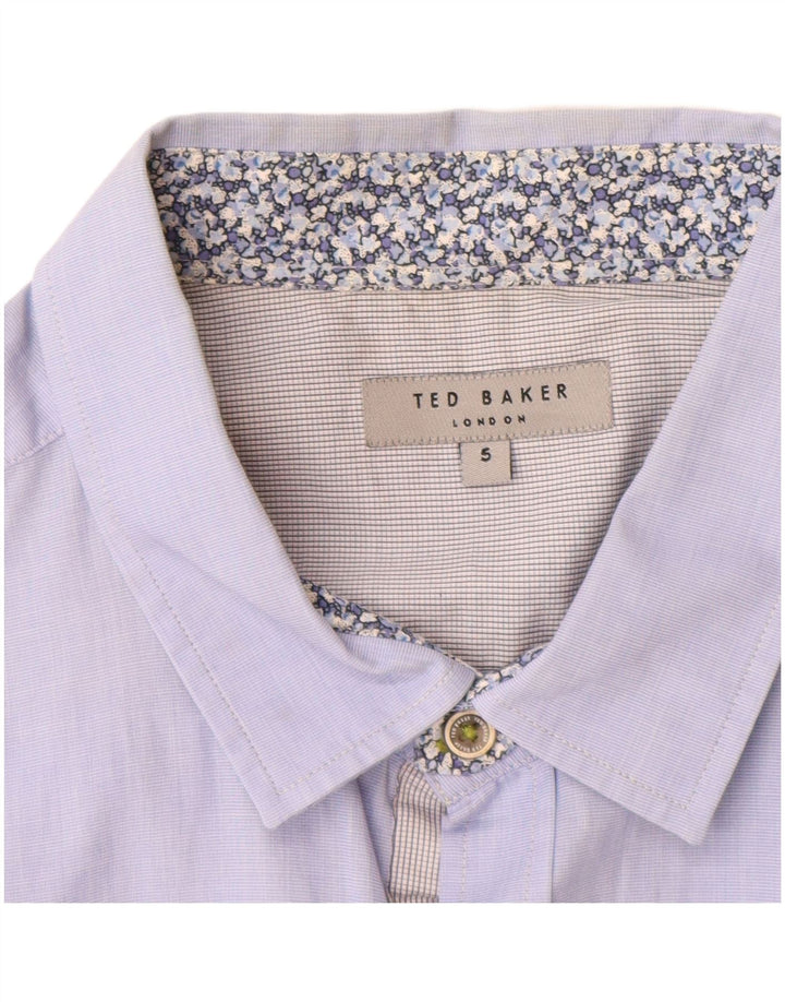 Ted Baker Kortærmet Herreskjorte Størrelse 5 XL Blå Bomuld