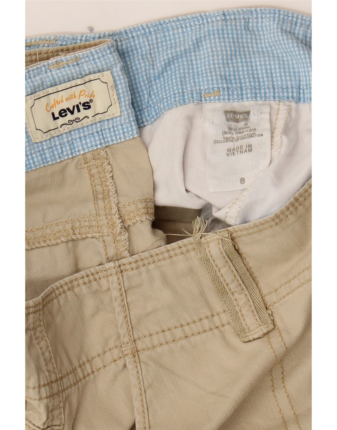 LEVI'S Womens Bermuda Cargo Shorts US 8 Medium W32  Beige Cotton Vintage Levi's and Second-Hand Levi's from Messina Hembry 
