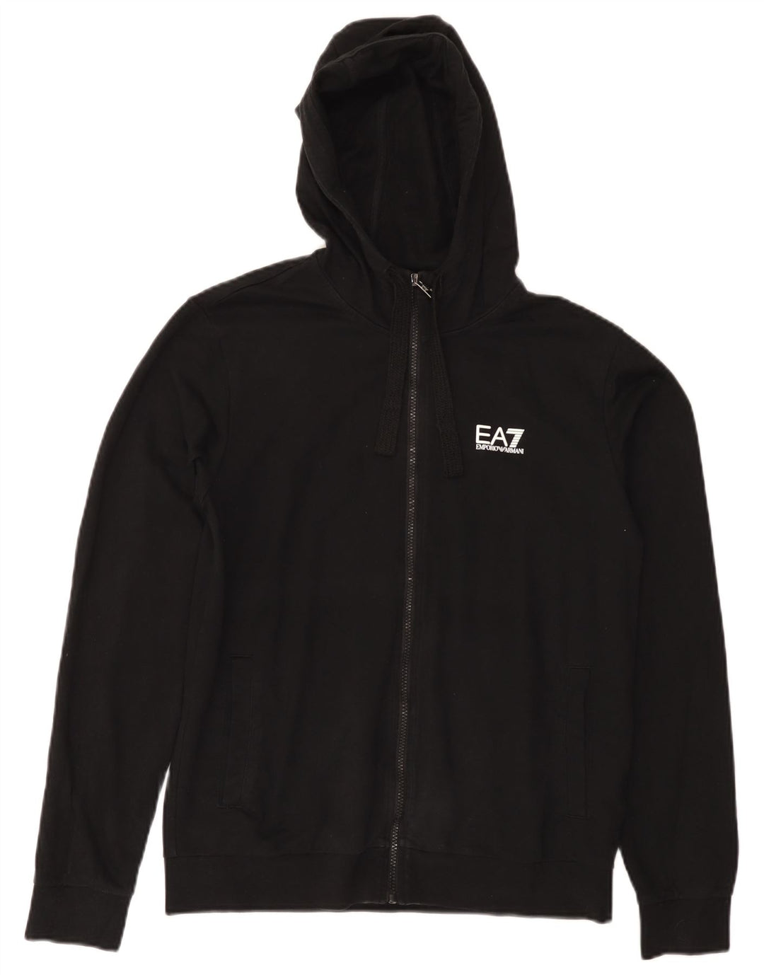 EMPORIO ARMANI Dame Hættetrøje Sweater UK 14 Medium Sort Bomuld