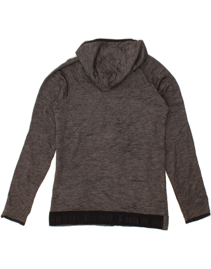 REEBOK Womens Zip Hoodie Sweater UK 10 Small Grey Polyester Vintage Reebok and Second-Hand Reebok from Messina Hembry 