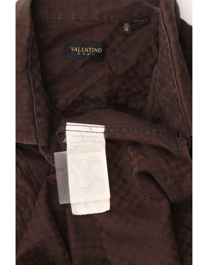 Valentino Herreskjorte str. 41 16 Stor brun Gingham Bomuld