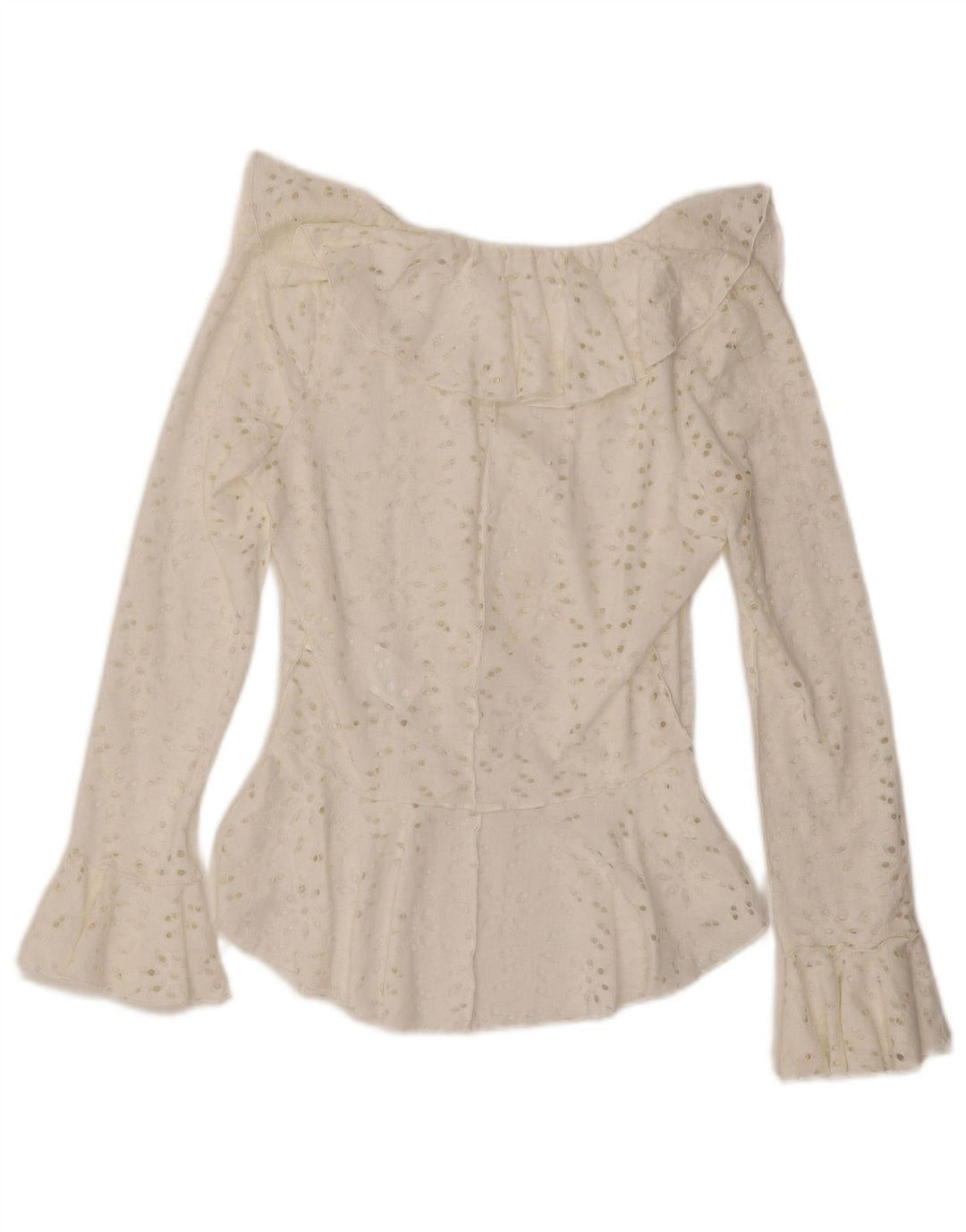 Desigual Dame Asymmetrisk Skjorte Bluse UK 12 Medium White Bomuld