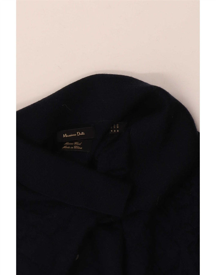 Massimo Dutti Herre Polo Neck Jumper Sweater Medium Marineblå Uld