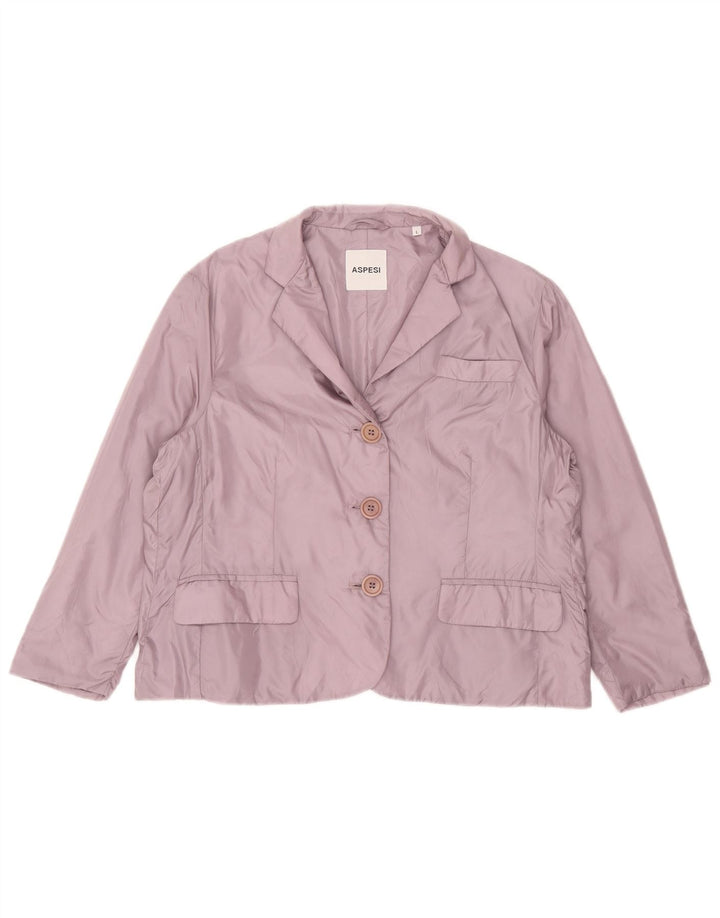 Aspesi Dame 3-knaps polstret blazerjakke UK 14 Stor lilla nylon