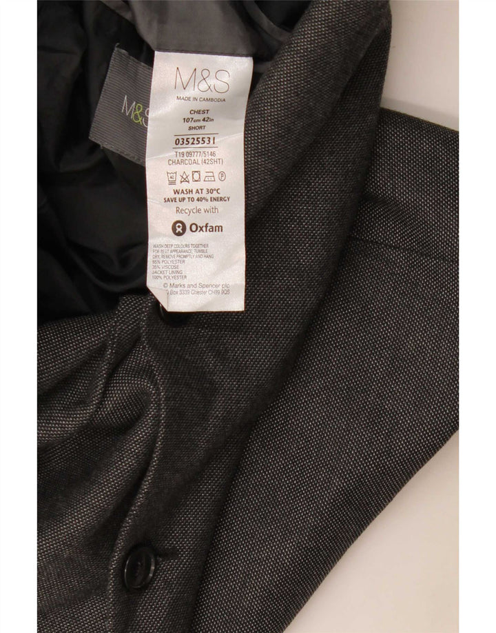 Marks & Spencer Herre 2-knaps blazerjakke UK 42 Stor grå polyester
