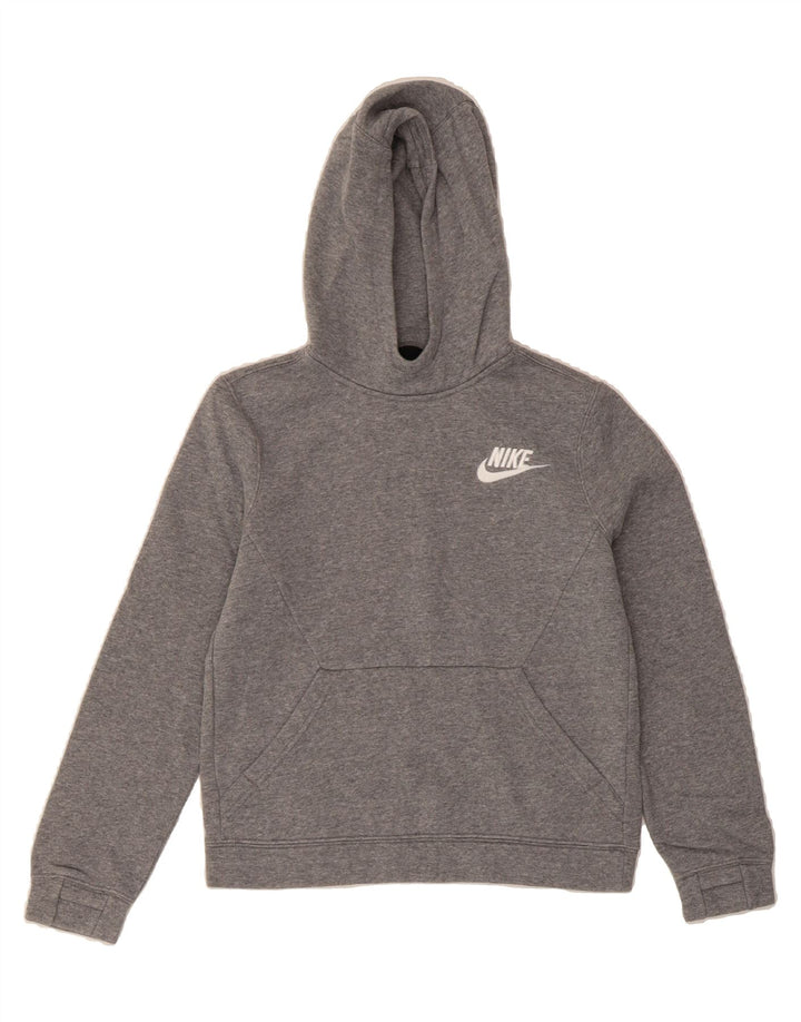 NIKE Boys Hoodie Jumper 10-11 Years Medium Grey Cotton Vintage Nike and Second-Hand Nike from Messina Hembry 