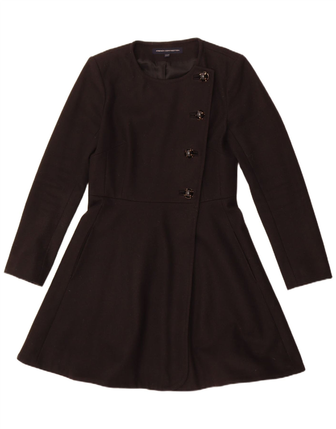 French Connection Dame Overfrakke UK 10 Lille Sort Uld