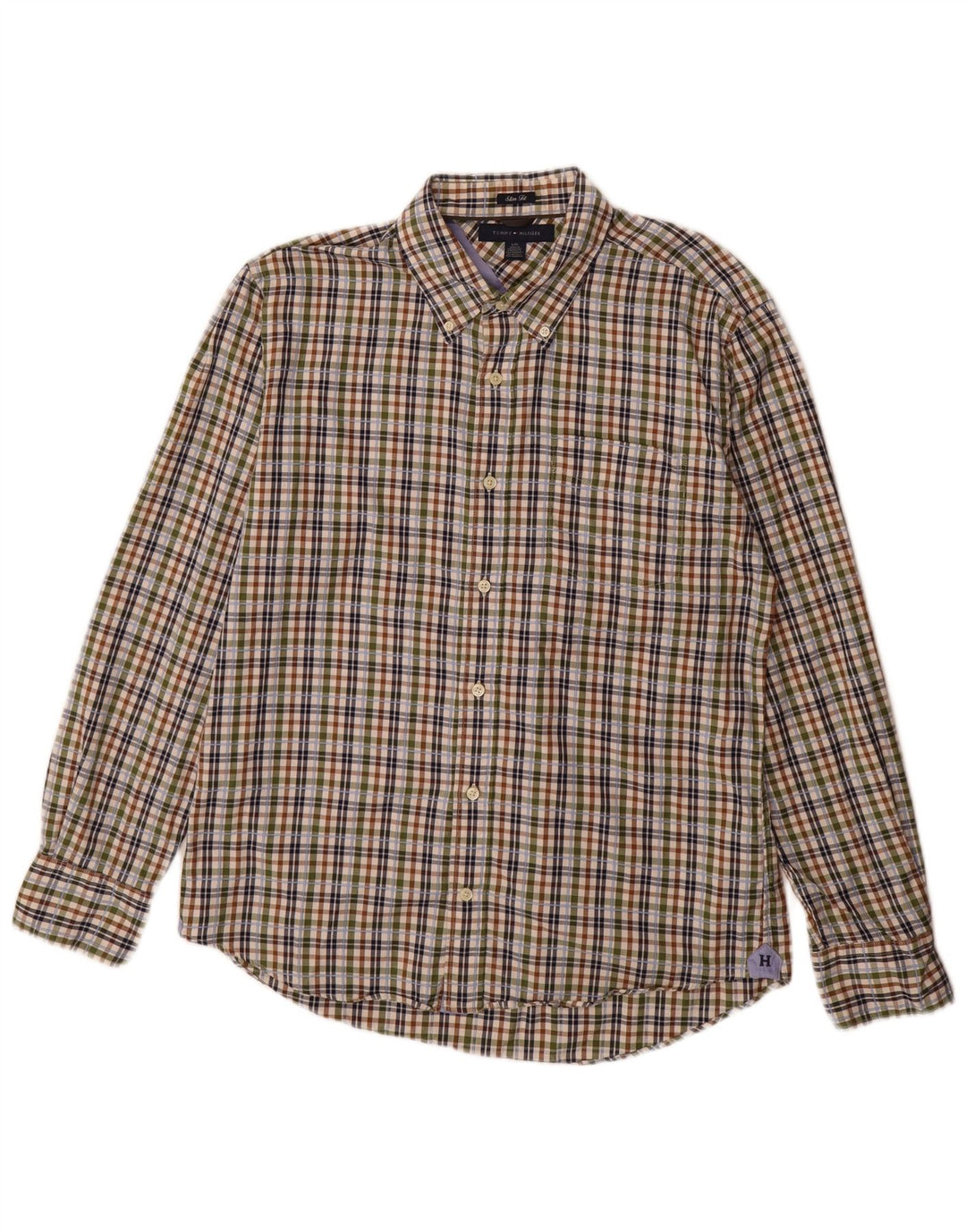 Tommy Hilfiger Herre Slim Fit Flanellskjorte Stor Flerfarvet Ternet