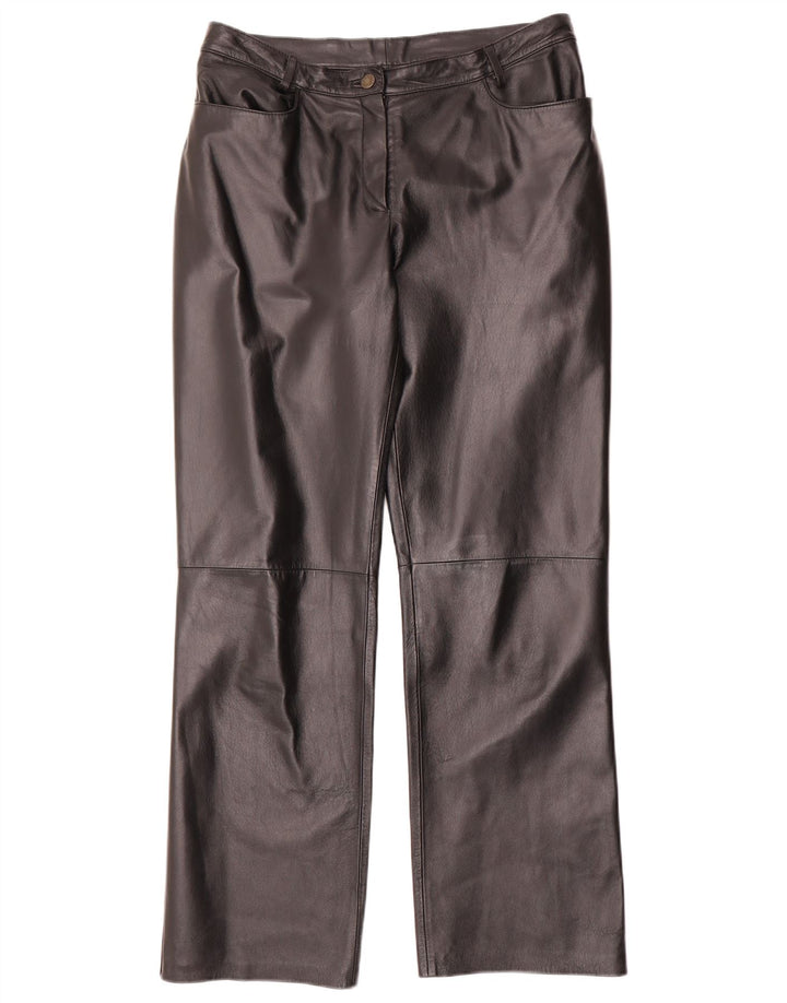 Vintage læderbukser til kvinder UK 14 Medium W30 L31 sort læder