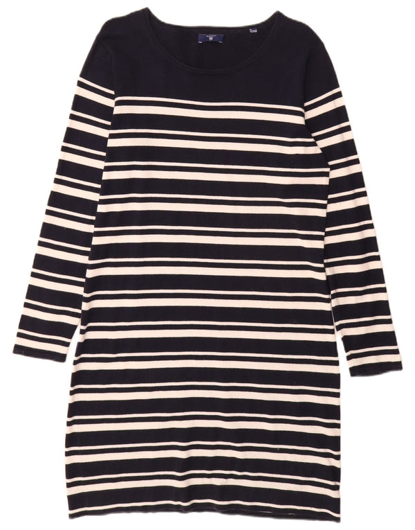 Gant Dame Langærmet Jumper Kjole UK 14 Mellem marineblå stribet