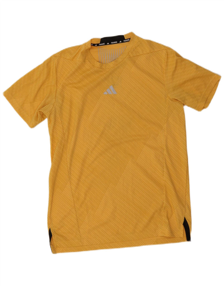 Adidas Herre Slim Fit T-Shirt Top Medium Gul Colourblock