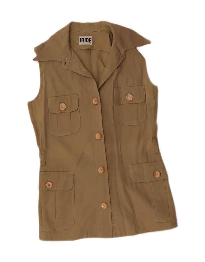 Vintage Womens Utility Gilet UK 12 Medium Khaki