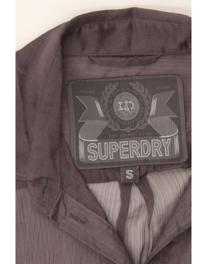 SUPERDRY Womens Oversized See Through Shirt Blouse UK 10 Small Grey Vintage Superdry and Second-Hand Superdry from Messina Hembry 