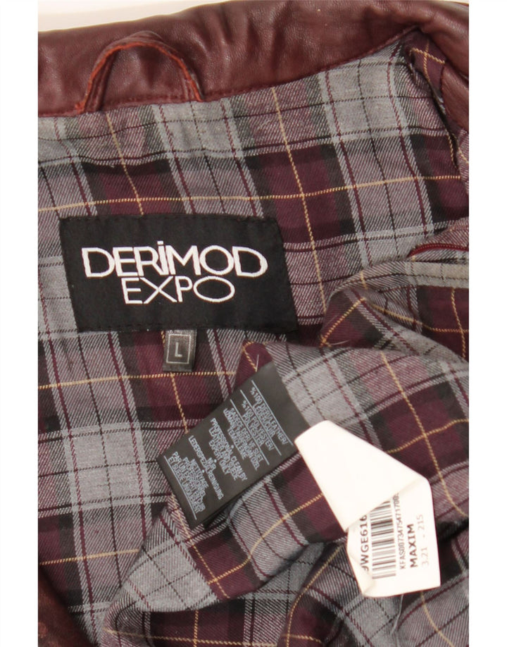 Derimod Expo Womens Biker Jacket UK 14 Large Burgundy Læder