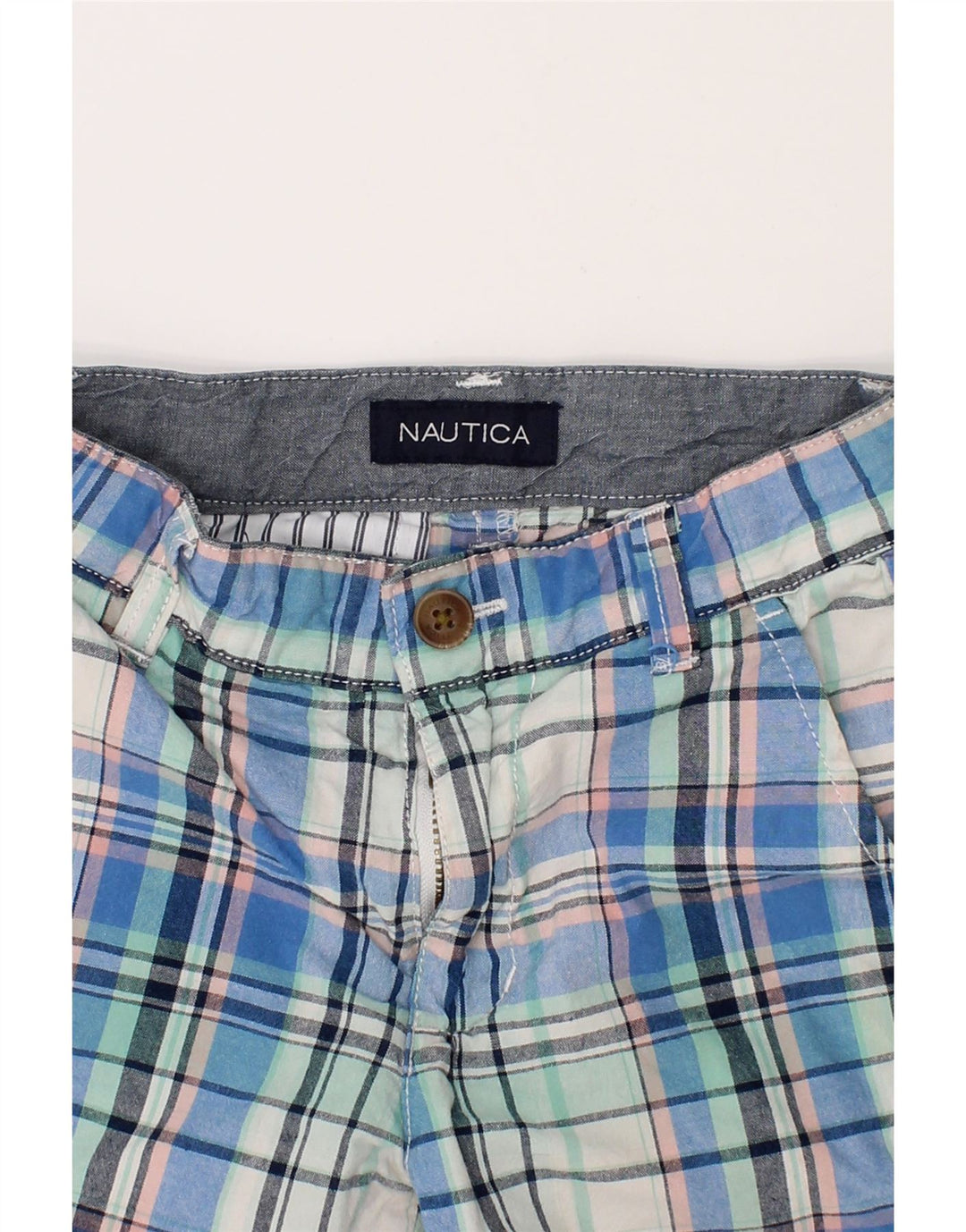 NAUTICA Boys Chino Shorts 3-4 Years W20  Blue Check Cotton Vintage Nautica and Second-Hand Nautica from Messina Hembry 