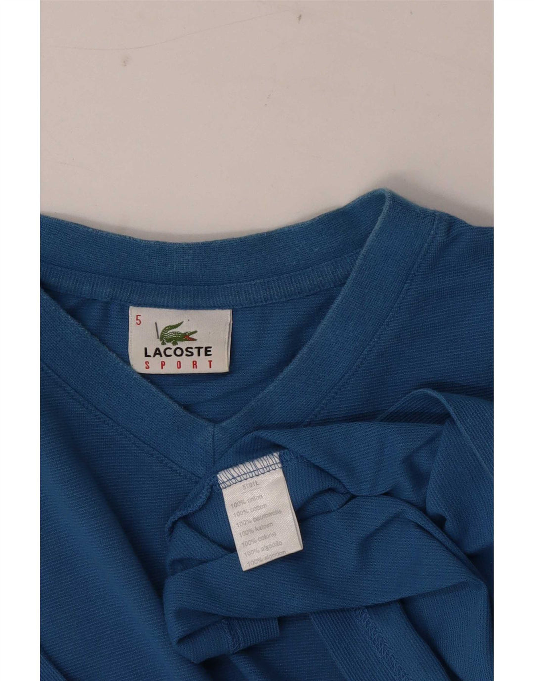 Lacoste Herre T-Shirt Top Størrelse 5 Stor Blå Bomuld