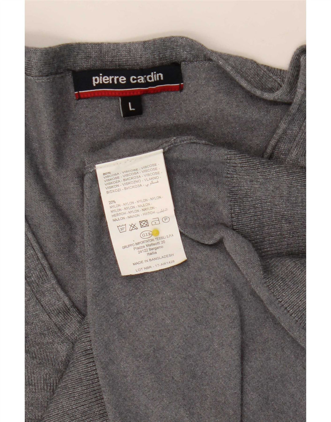 Pierre Cardin Herre Cardigan Sweater Stor Grå Viscose