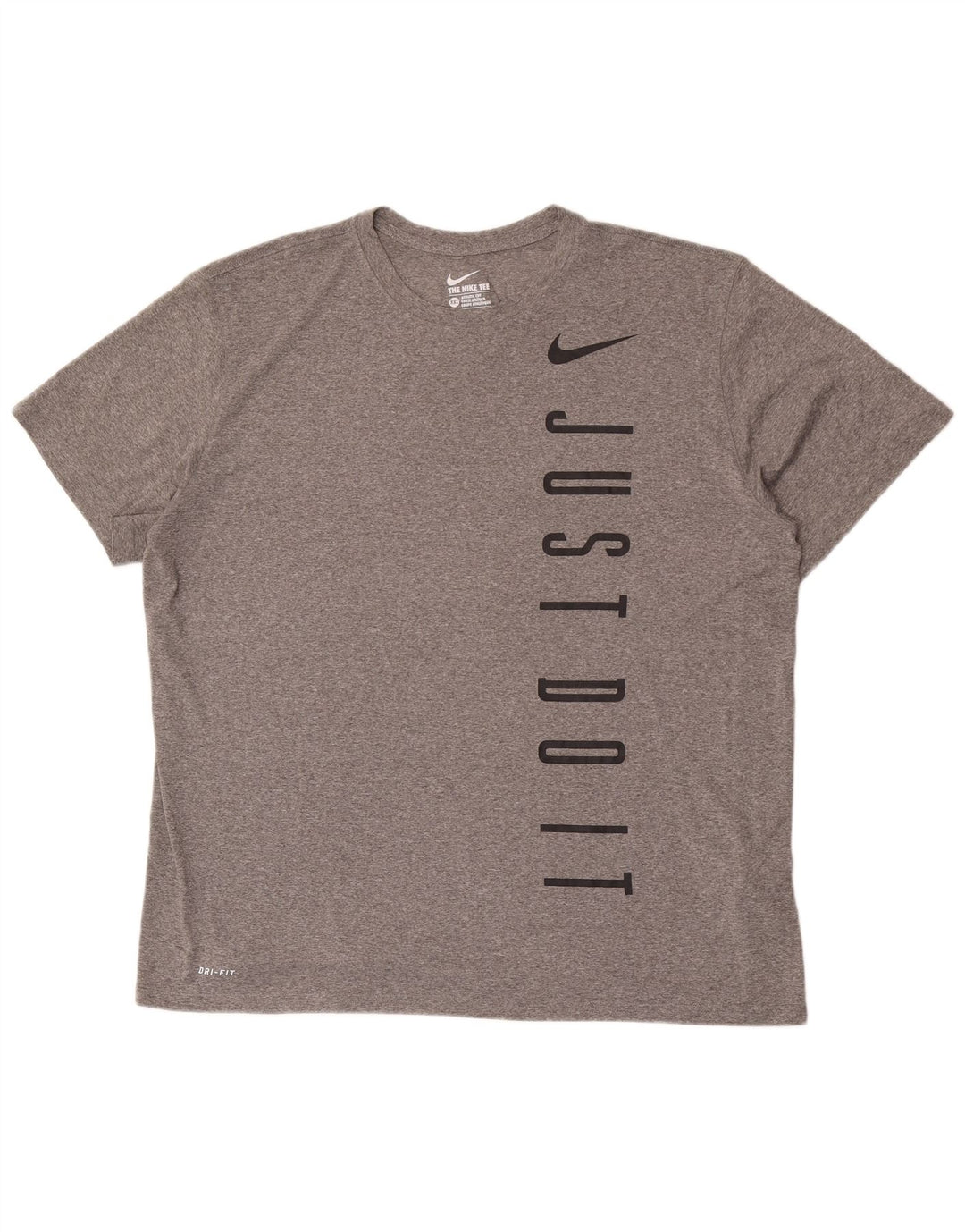 Nike Herre Dri Fit Grafisk T-Shirt Top 2XL Grå Polyester