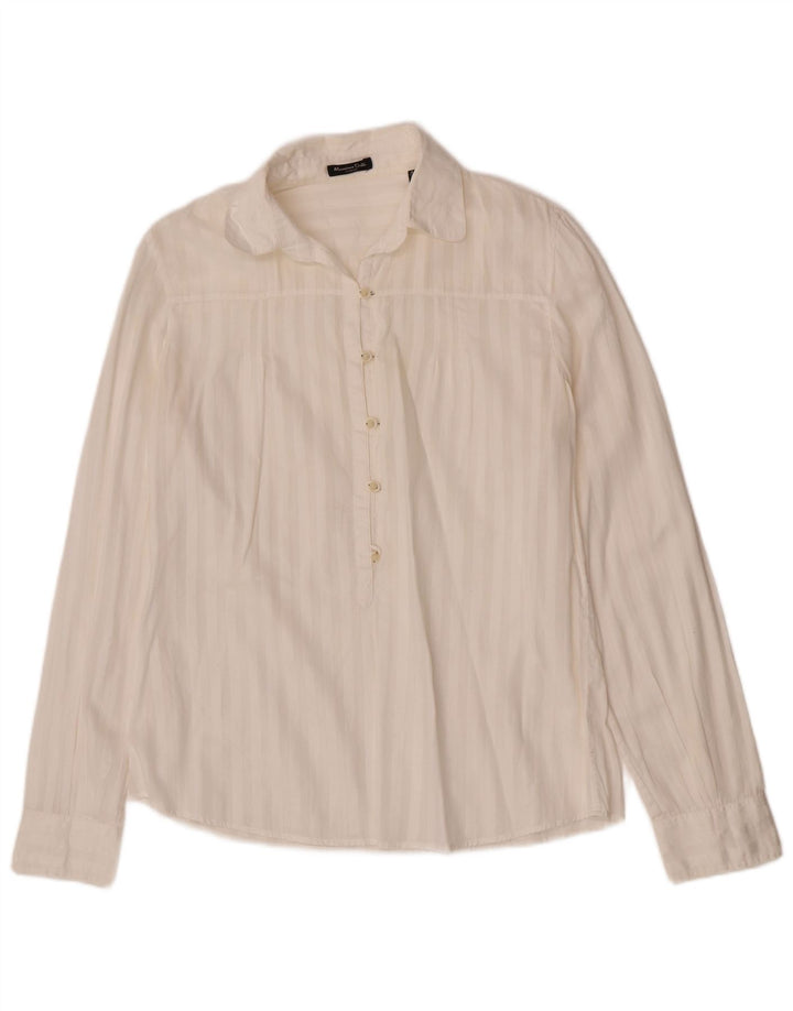 Massimo Dutti Dame Pullover Shirt EU 42 Large Off White Pinstripe