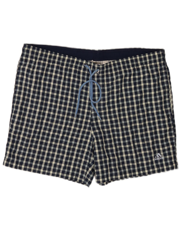 Adidas regulære badeshorts til mænd, store blå ternet polyester