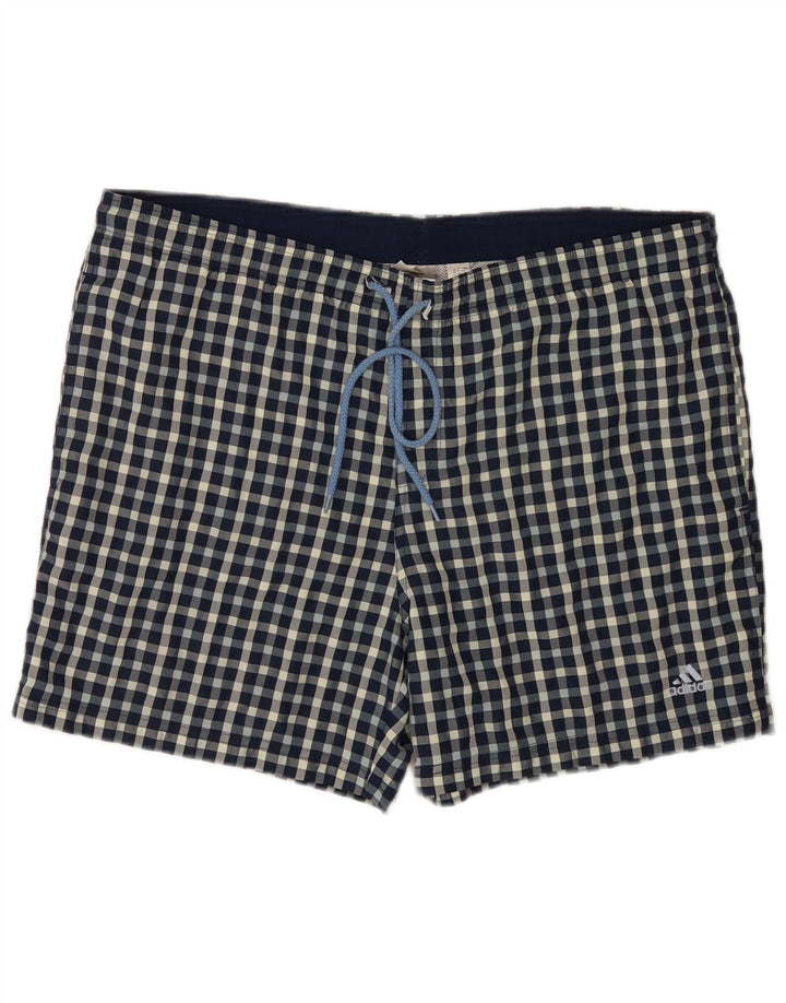 Adidas regulære badeshorts til mænd, store blå ternet polyester