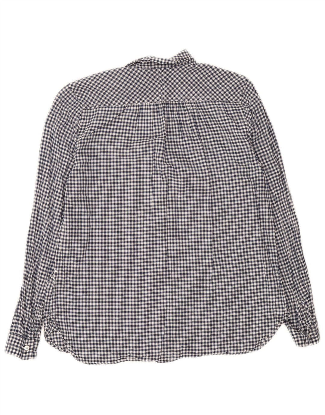 J. Crew Dame Pullover Shirt UK 14 Medium Navy Blue Gingham Cotton