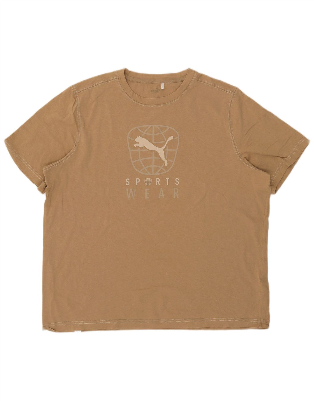 Puma Herre Grafisk T-Shirt Top XL Beige Bomuld