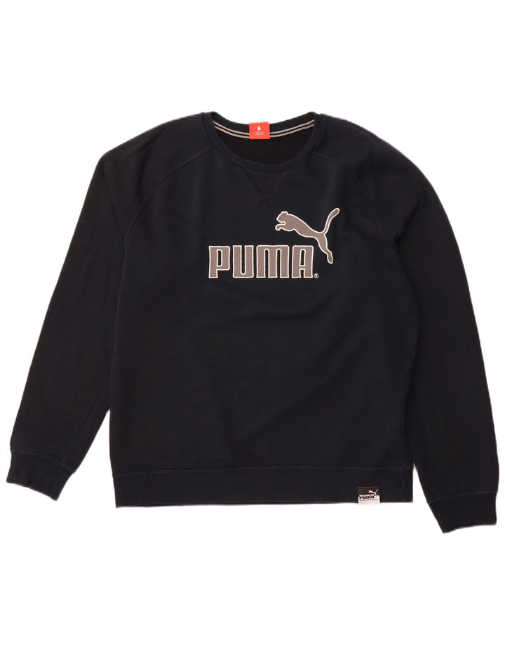 PUMA grafisk sweatshirt til mænd, stor marineblå bomuld
