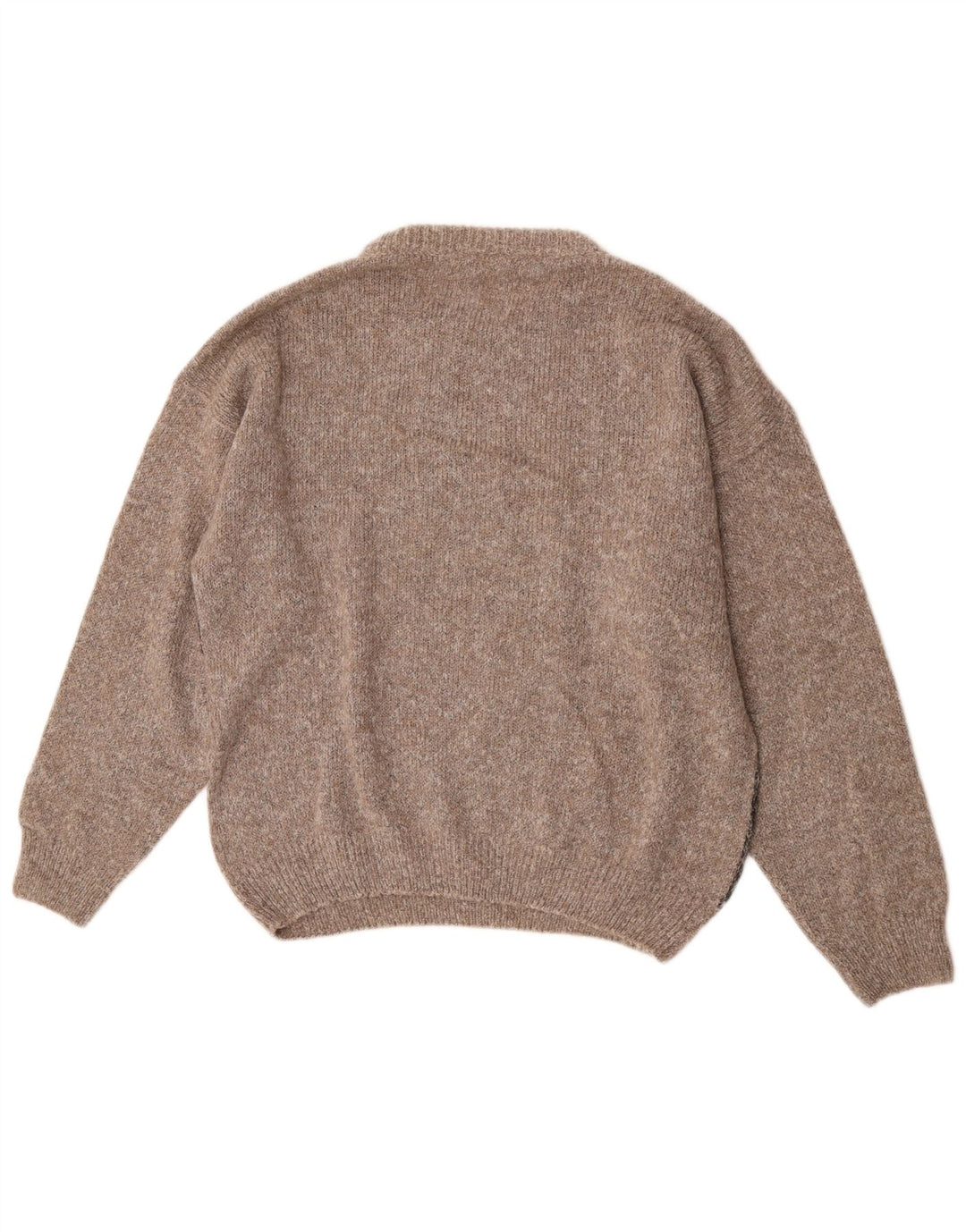 Fiume Herre grafisk rund hals sweater IT 52 Stor brun farveblok