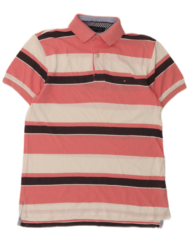 Tommy Hilfiger herre poloshirt Lille pink stribet bomuld