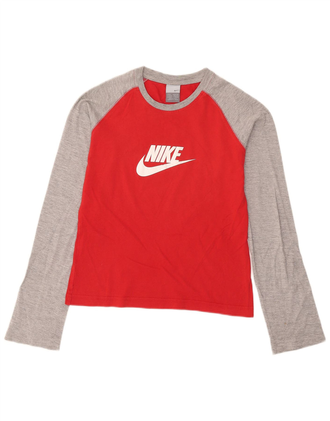 Nike Womens Crop Grafisk Top Langærmet UK 10/12 Medium Red Colourblock