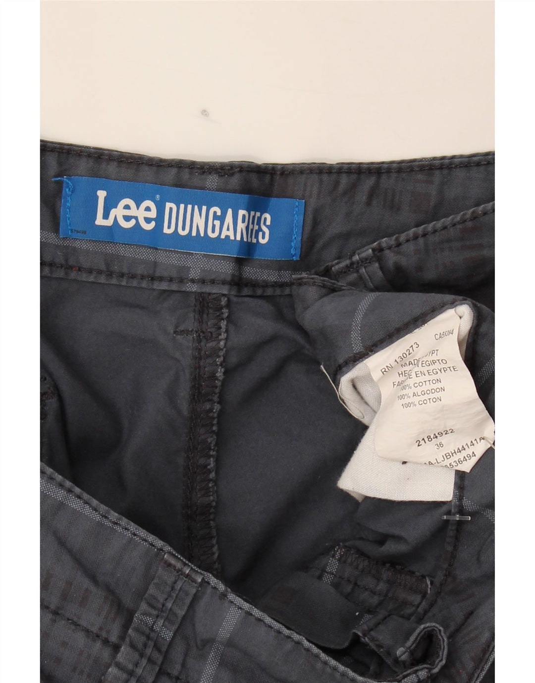 LEE Mens Dungarees Chino Shorts W36 Large Navy Blue Check Cotton Vintage Lee and Second-Hand Lee from Messina Hembry 