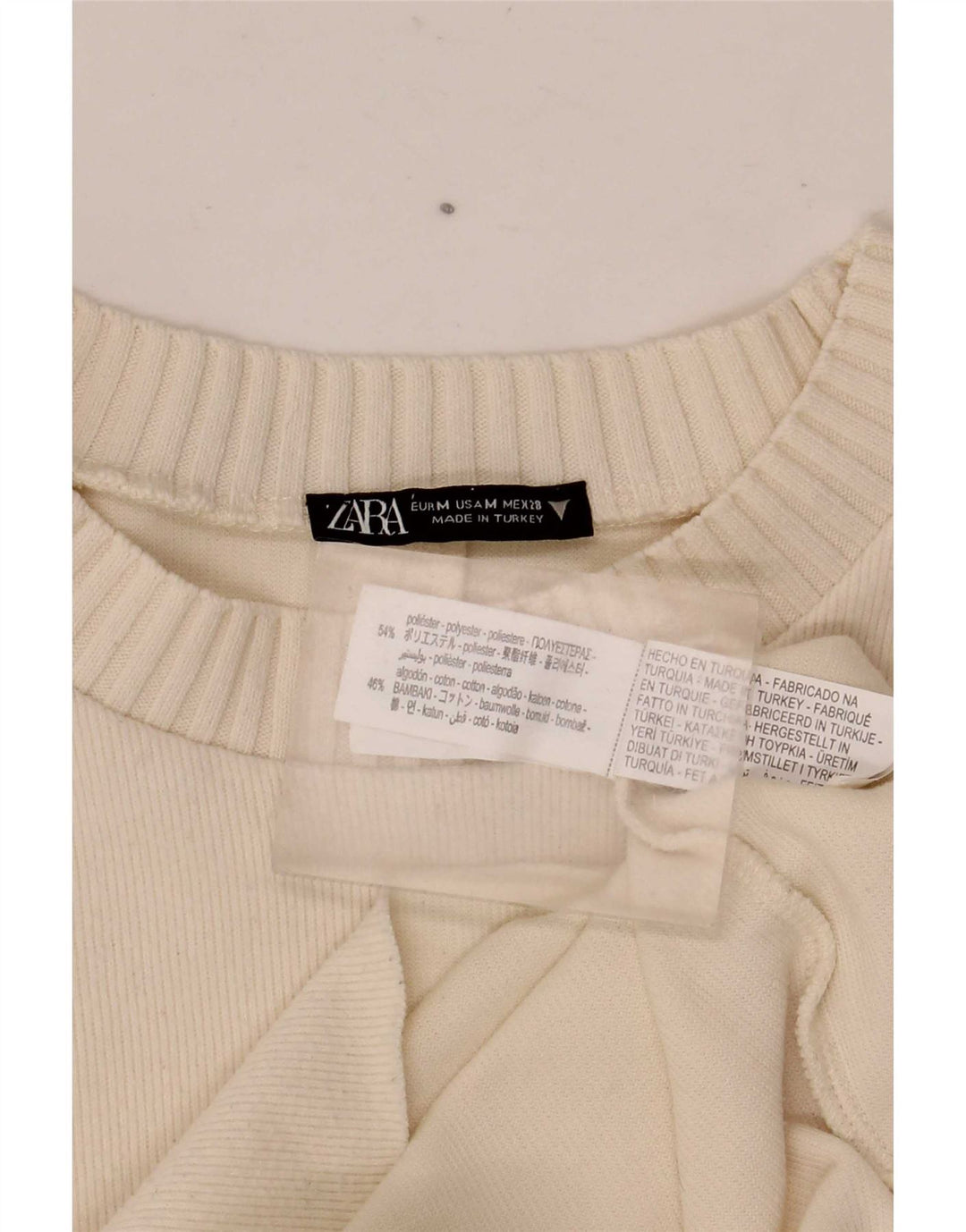 Zara Dame sweater med rund hals DK 14 Medium White Polyester