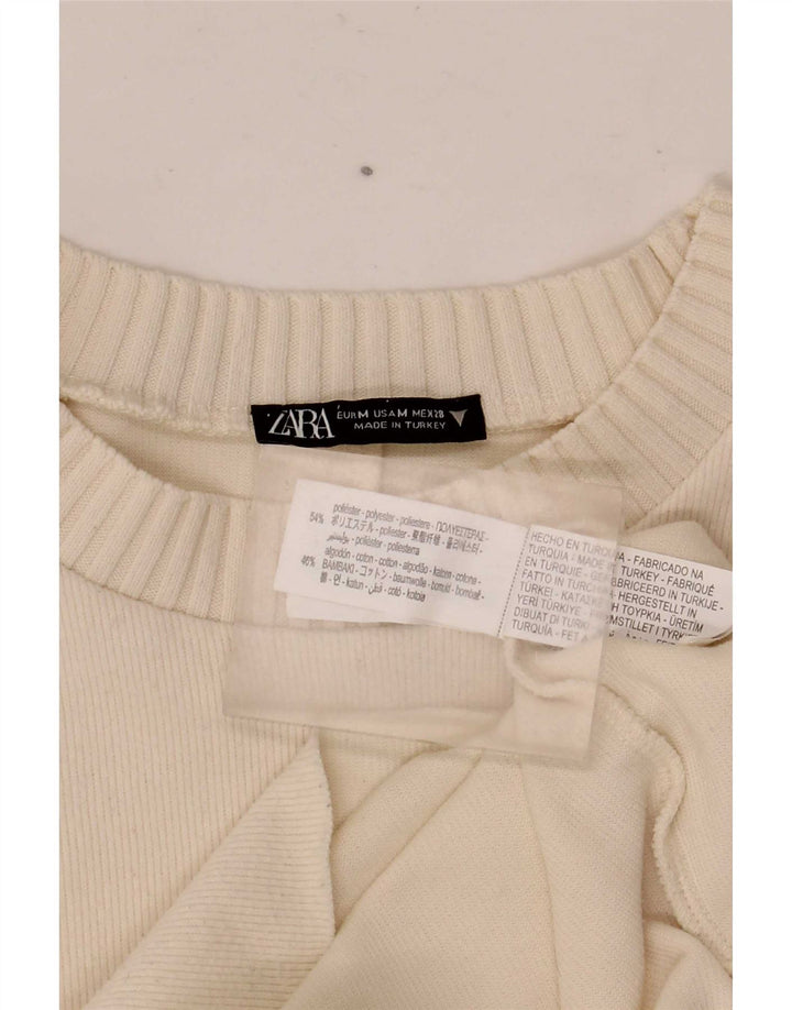 Zara Dame sweater med rund hals DK 14 Medium White Polyester