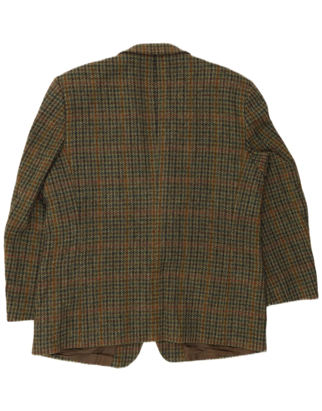 HARRIS TWEED Herre 2-knaps blazerjakke UK 40 Large Khaki Houndstooth