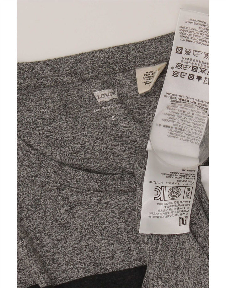 Levi's Grafisk T-shirt top til kvinder UK 10 Lille grå flækket polyester